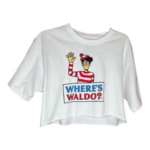 NWOT Where's Waldo? Women’s/Juniors Crop top White SZ L